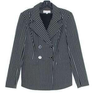 Nanette Lepore Womens Blazer Preppy Academia Retro Minimalist Stripe Black 4